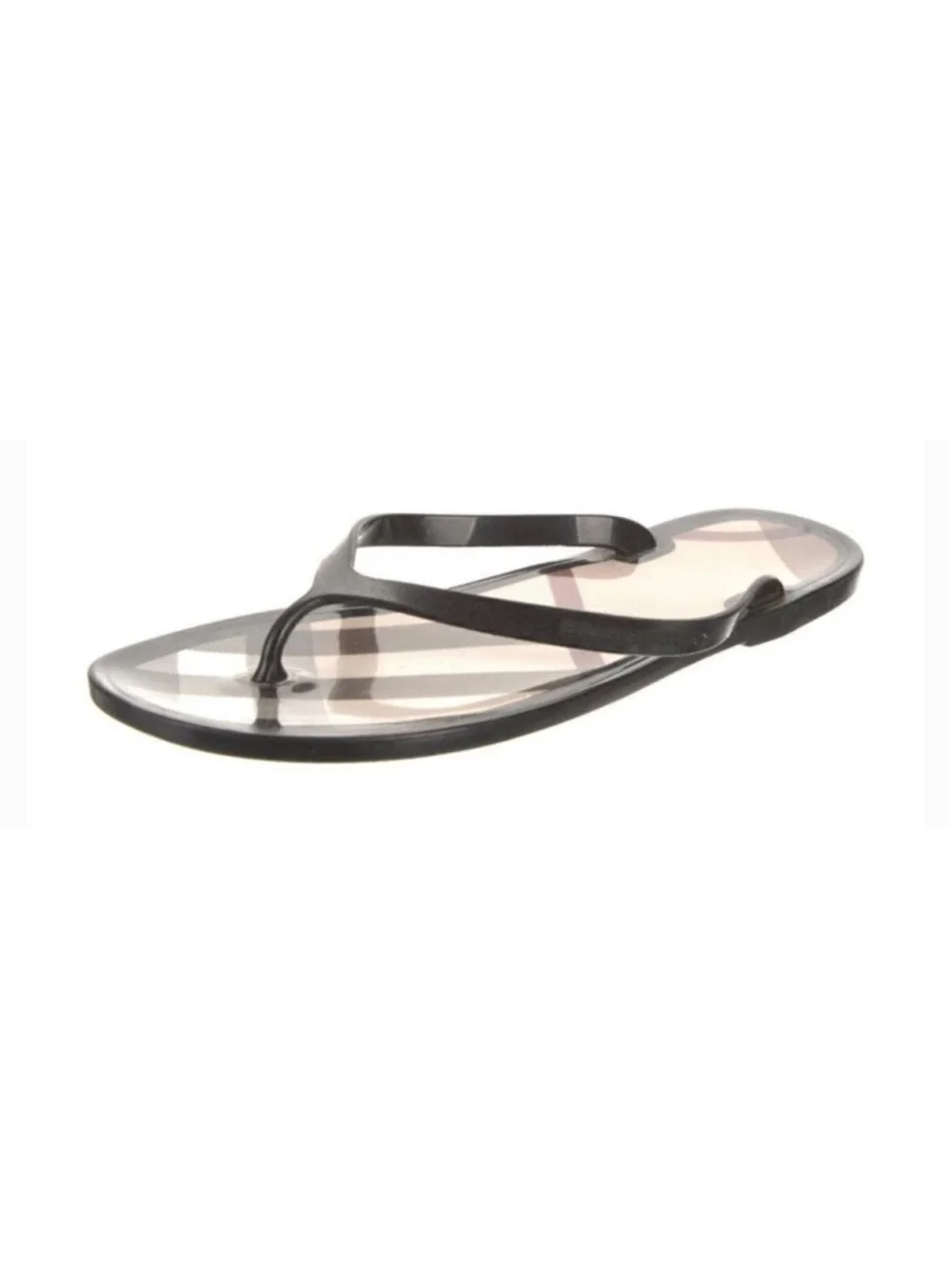 Burberry Check Print Flip Flop Sandals Black Beige Size 39/9